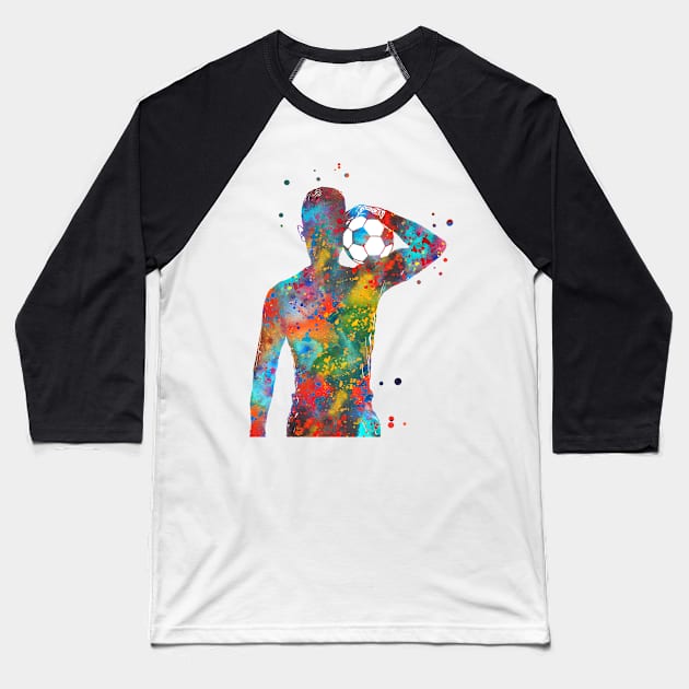 Male Soccer Player Baseball T-Shirt by RosaliArt